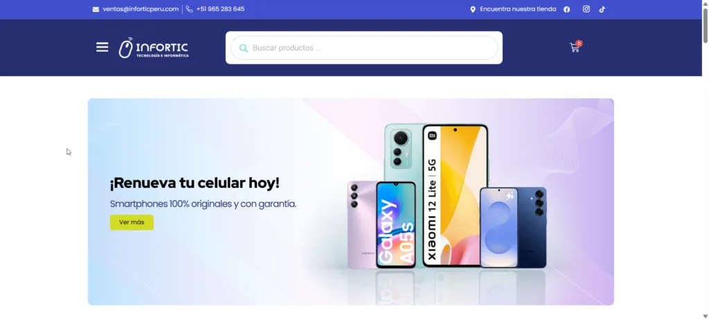 Tienda virtual de Infortic, diseñada por Creati Digital Media