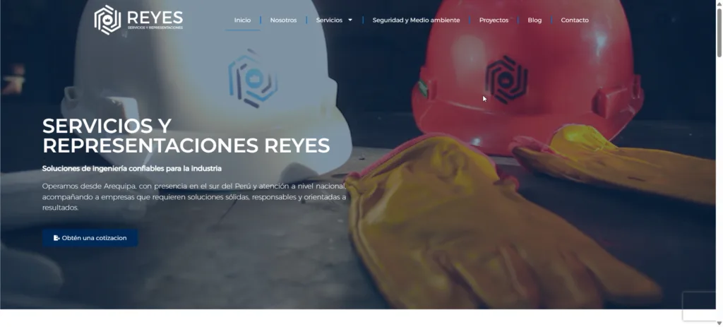Página web de Reyes, diseñada por Creati Digital Media