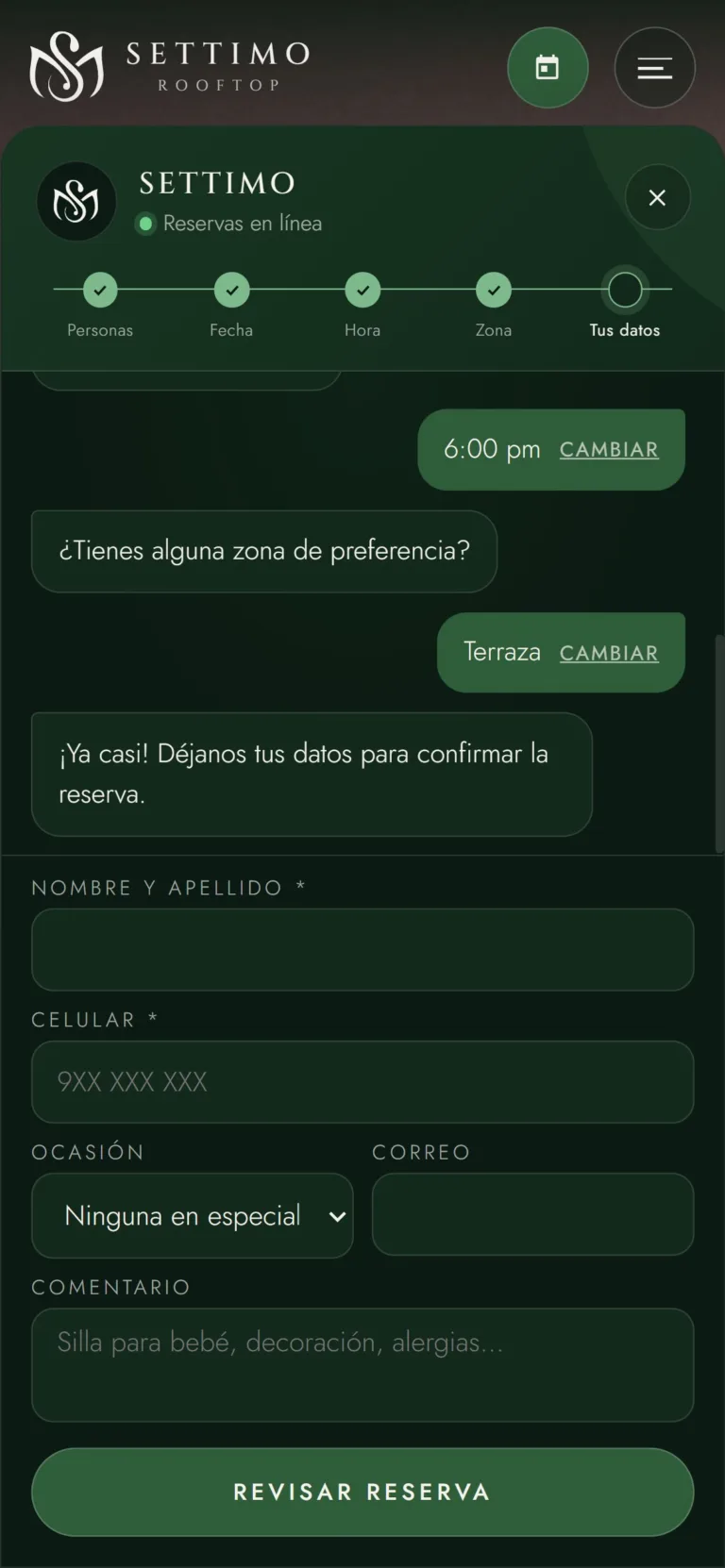 Así se ve en celular · Settimo Rooftop